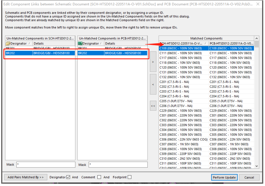 PCB和原理图进行网络匹配